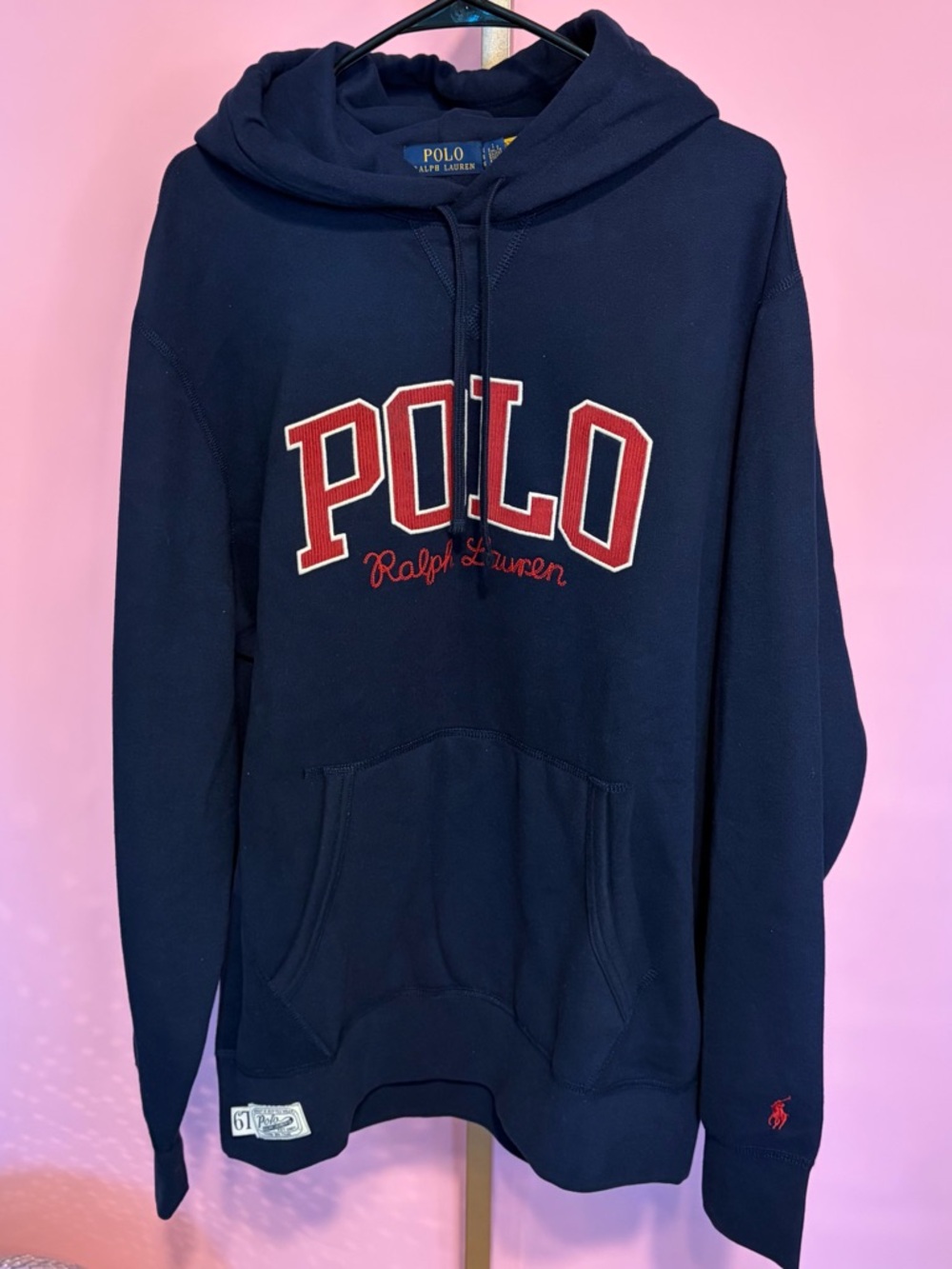 Polo by Ralph Lauren Navy Hoodie with Red Applique Logo